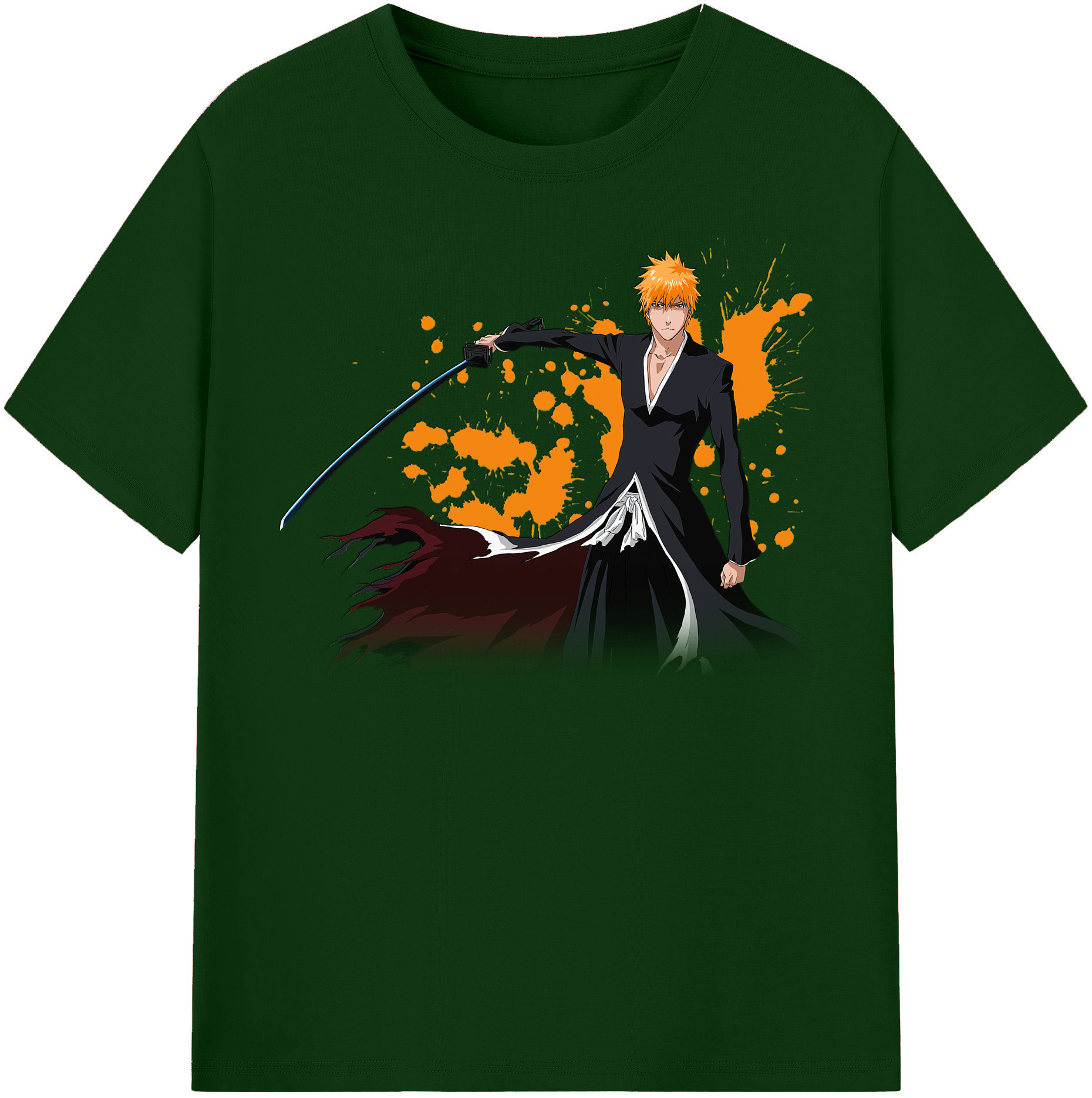 （画像用） ブリーチ 黒崎一護（くろさき いちご）BLEACH Kurosaki Ichigo 綿100％半袖Tシャツ（フロントプリント）